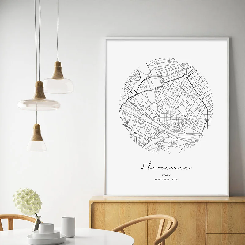 Постер круг Амстердам Карта города Картина на холсте современный Печатный