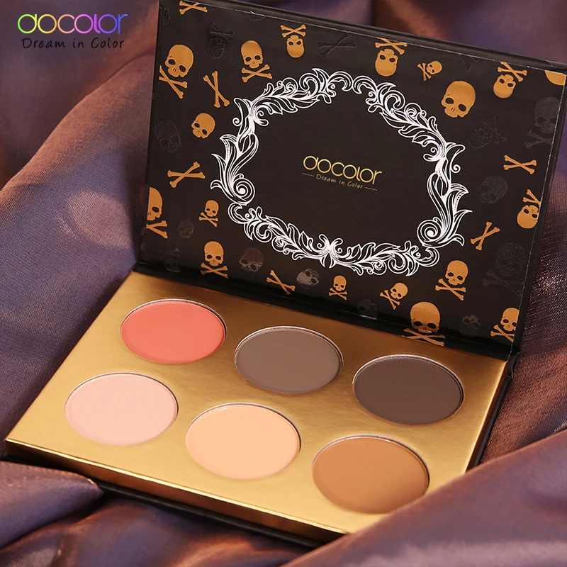 Палитра косметических хайлайтеров Docolor 6 цветов бронзовая пудра яркая Палетка