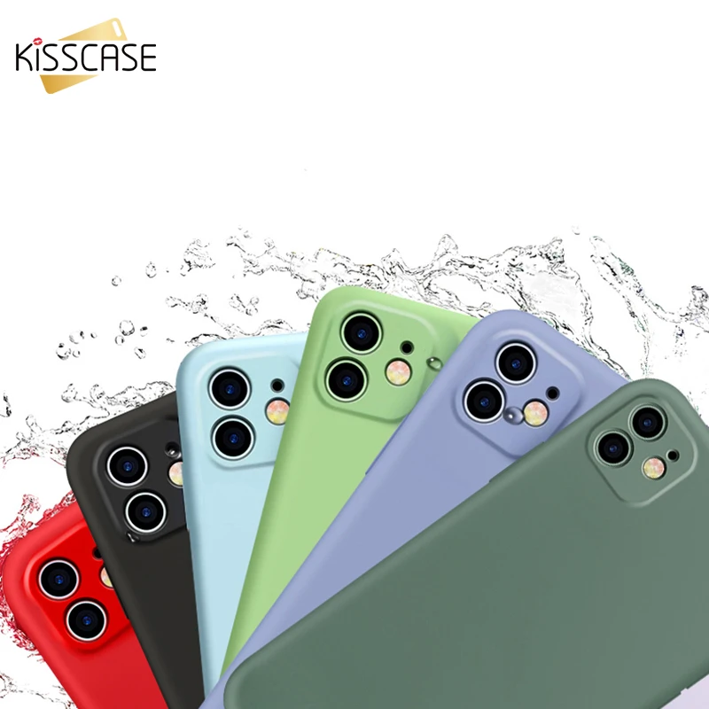 KISSCESE Candy Color Liquid Silicone Case For iPhone 11 Pro Max Solid Plain Cover Soft TPU Coque | Мобильные телефоны и