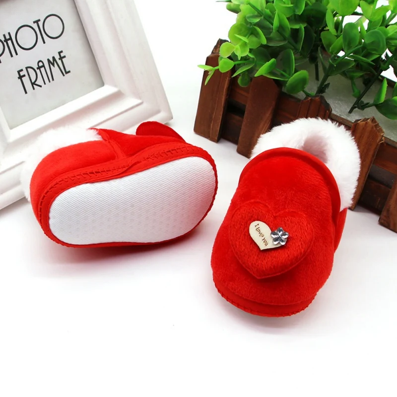 

Winter Baby Girls Shoes Plus Velvet Cotton Toddler Heart-Shaped Warm First Walker Winter Boots Soft Sole Prewalker Baby Shoes4