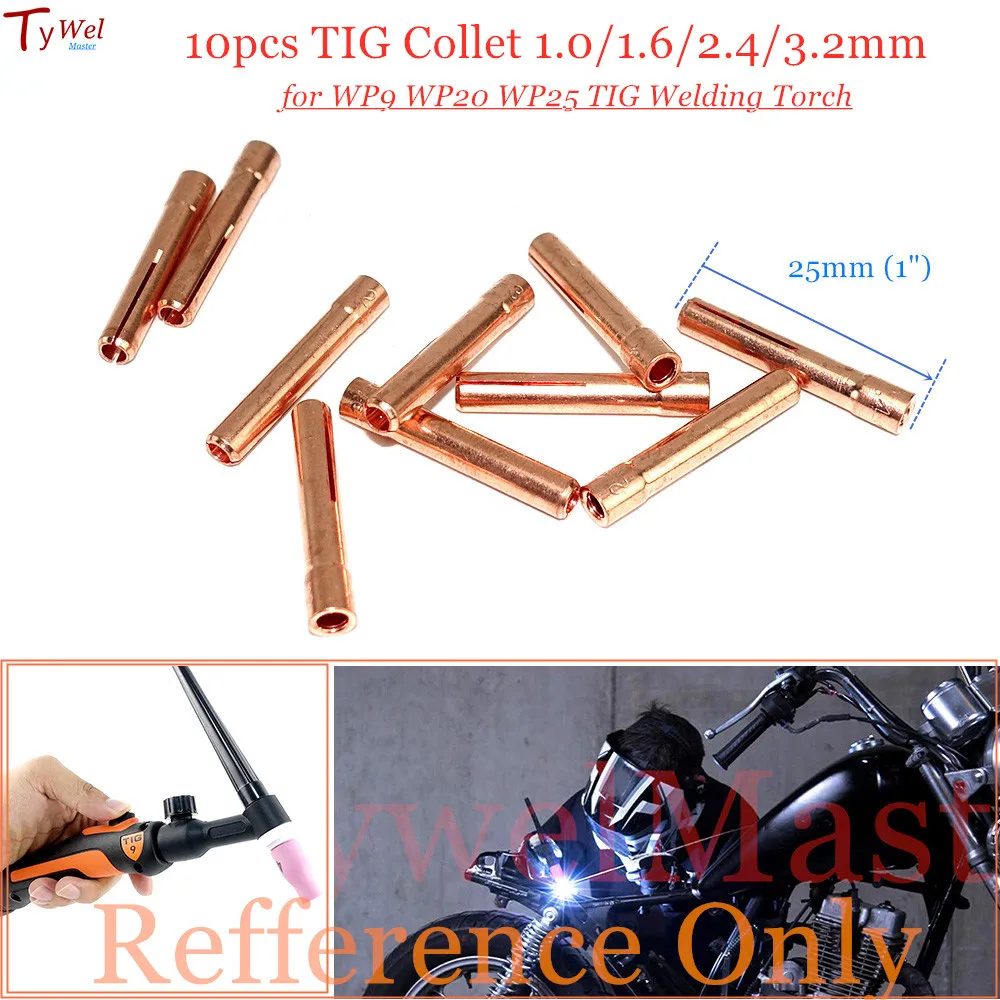 10 шт. TIG Collet 1 0/1 6/2 4/3 2 мм держатель вольфрамовых электродов 13N21 13N22 13N23 13N24 для WP9 WP20