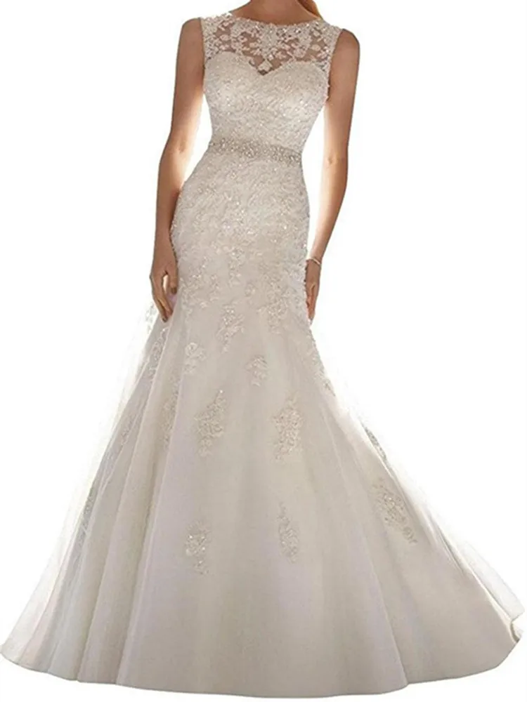 Женское свадебное платье-русалка роскошное платье с V-образным вырезом