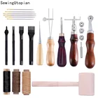 19 шт. кожаные инструменты для рукоделия резьба шитье 150D плоская восковая нить резьба по дереву комплект молотков набор кожаных инструментов