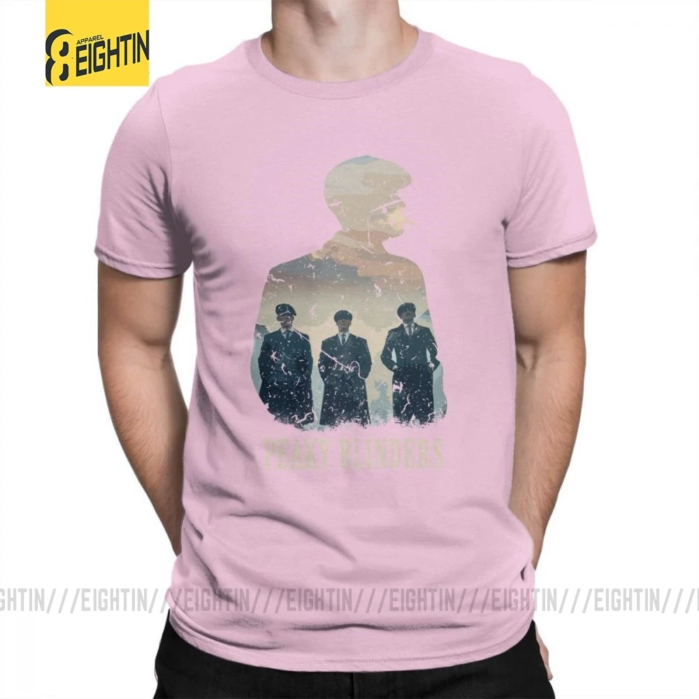 Peaky blinds футболки Уникальные для досуга Чистый хлопок мужские футболки с коротким рукавом o-образным вырезом футболки размера плюс популярный фильм - Цвет: Розовый