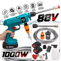 88vf 1000w high pressure cordless washer spray water gun with 15000mah battery car wash cleaning machine for makita 18v battery