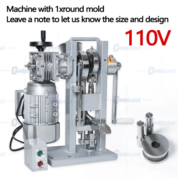 110v CandyLand THDP-3 одиночный удар сахара таблетки пресс pDie машина пресс ing машина с приводом от двигателя и ручкой конфеты штамповки таблетки производитель - Цвет: 110v