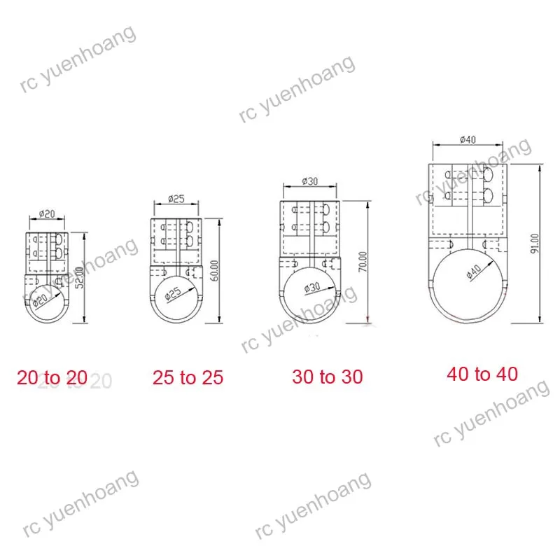 

4PCS RC Agriculture UAV Tripod Tee Joint 20 to 20/25 to 25/30 to 30/40 to 40mm Three-way Carbon Tube Fixed Connector Holder