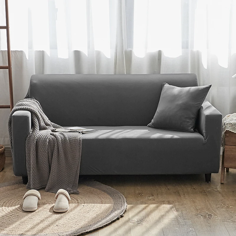 Stretch Sofa Cover For Living Room Sectional Slipcover Universal All-inclusive Solid Color Couch 1/2/3/4 seat Case | Дом и сад