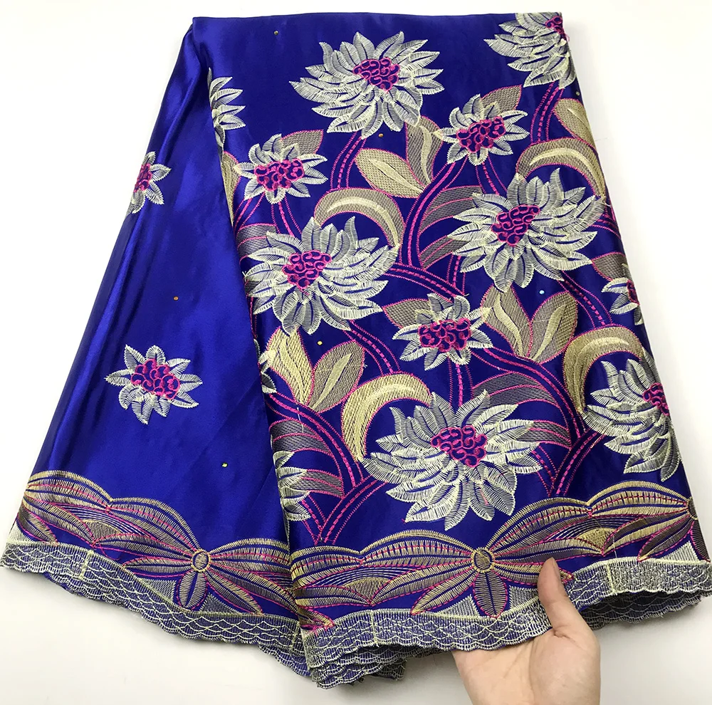 Высококачественная африканская кружевная ткань с камнями Королевский синий