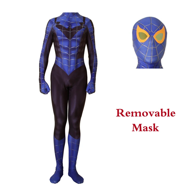 Removable Mask Бэтмен Найтвинг Робин, косплей костюм 3D принт фиолетовый зентай боди костюм комбинезон Хэллоуин для мужчин детей - Цвет: Removable Mask