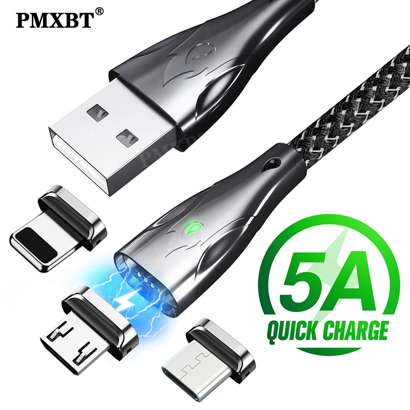 Магнитный кабель Micro USB Type C 5 А магнитный для быстрой зарядки iPhone 11 Xiaomi Huawei P40 P30 P20 Pro
