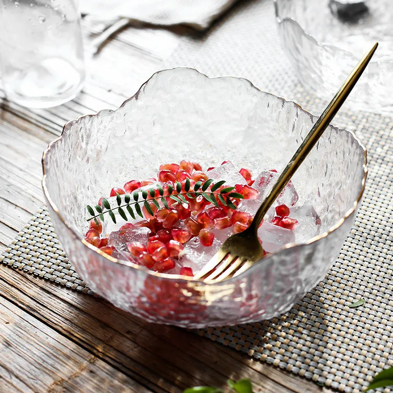 JO LIFE Хрустальная миска с несимметричной золотой инкрустацией блюдо для хранения