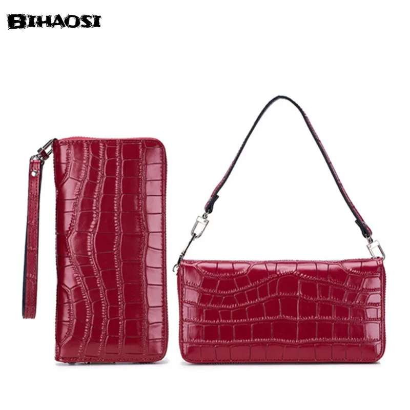 Кожаный Длинный кошелек на молнии вместительная модная дамская сумочка из кожи с