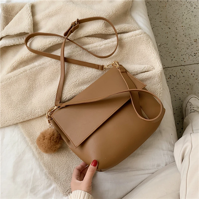 Однотонная кожаная сумка на плечо новинка 2019 женская сумка-мессенджер в стиле
