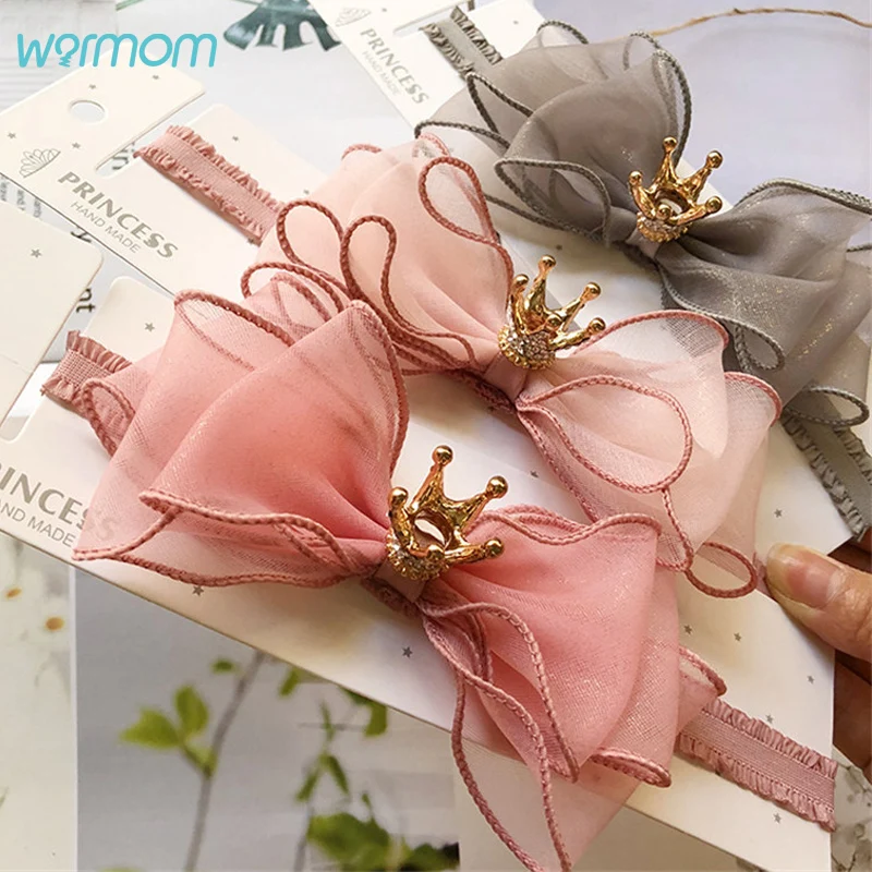 Warmom-Diadema de princesa con lazo para ni&ntilde;as, accesorios para la cabeza de encaje, banda para el pelo, regalo de belleza-1