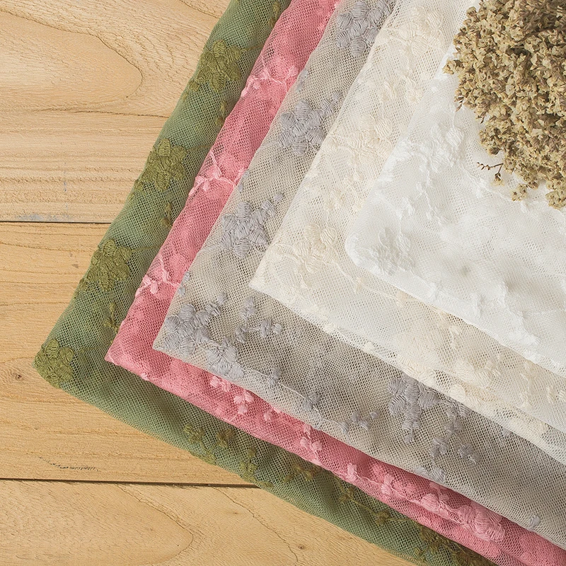 Жаккардовая сетчатая ткань с вышивкой 1 ярд 130 см | Дом и сад