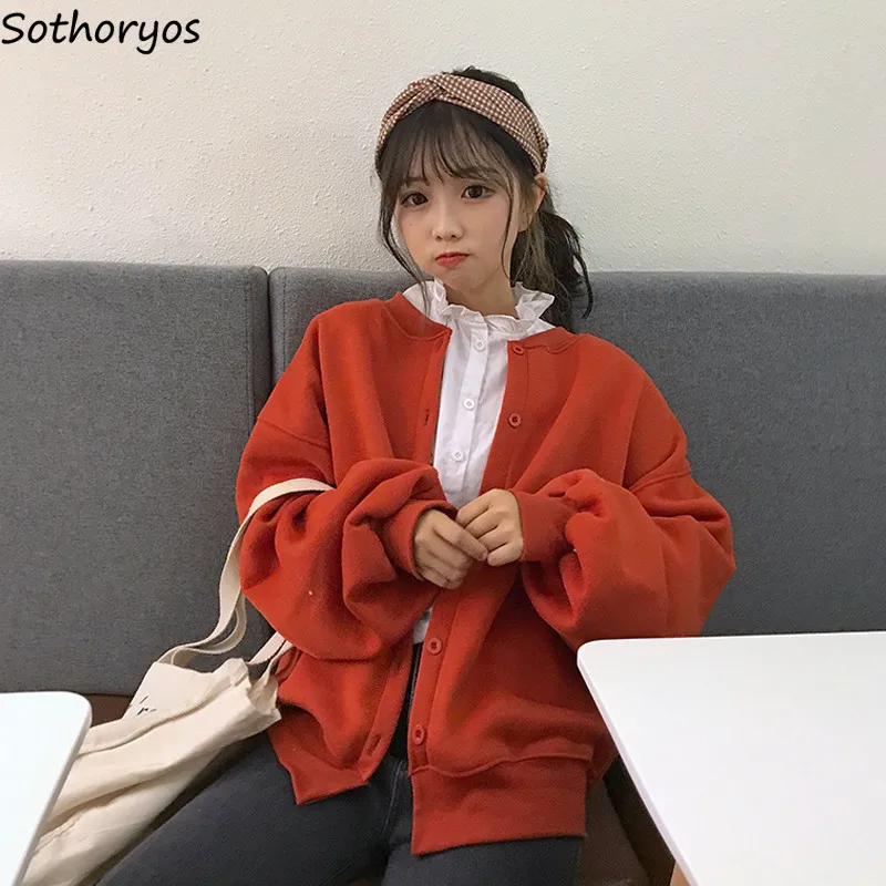 Женские однотонные однобортные толстовки на молнии с круглым вырезом и рукавами