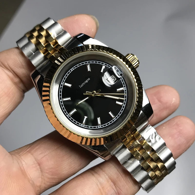 Мода унисекс 36 мм Glide гладкой секундная стрелка часы светящиеся автоматические