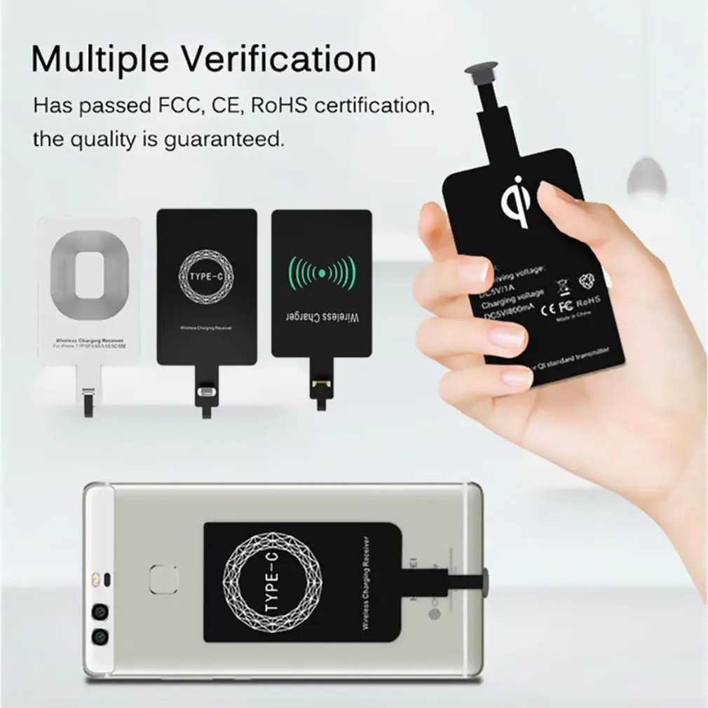 Приемник беспроводного зарядного устройства Qi с поддержкой Micro USB Type-C адаптер для