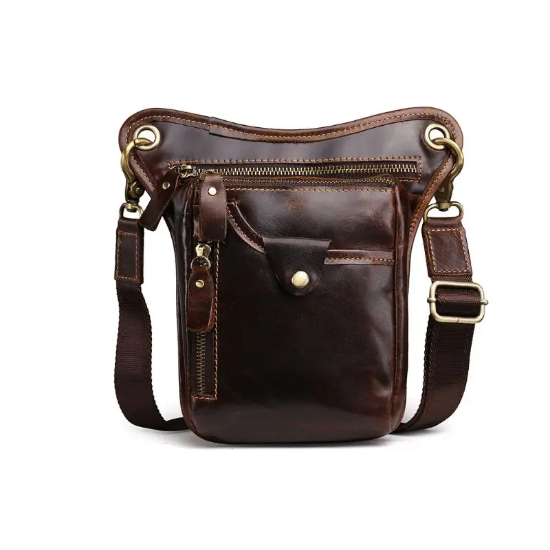 2 Men Motorcycle Rider Leather Drop Leg Bag Tactical Military Belt Waist Fanny Pack - Цвет: 2