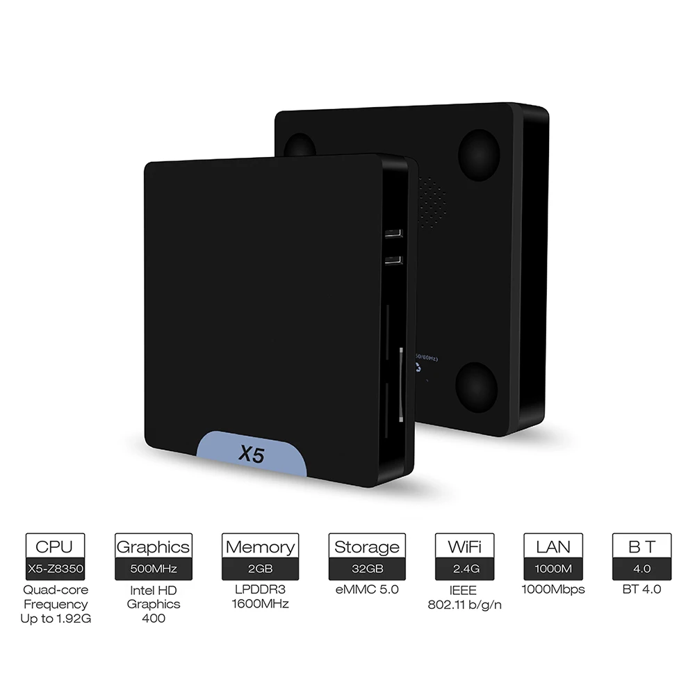 Мини ПК X5 двойной загрузки ОС четырехъядерный Windows 10 Android 5 1 мини Intel Atom Z8350 Bluetooth 4 0