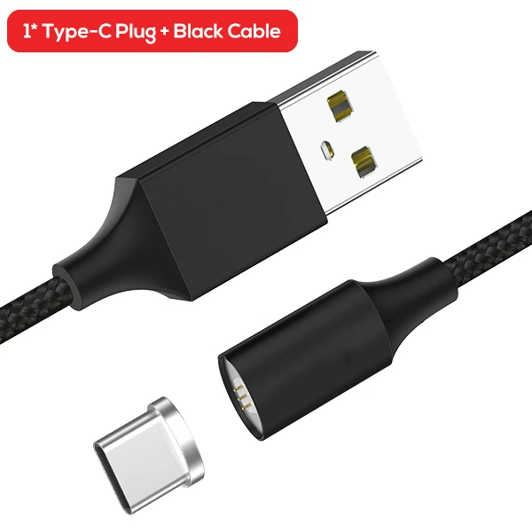 Black Type C Cable Micro usb type C нейлоновый Плетеный светодиодный магнитный usb-кабель для samsung Xiaomi huawei Mini кабель USB C для IPhone X XS Max - Цвет: Black Type C Cable