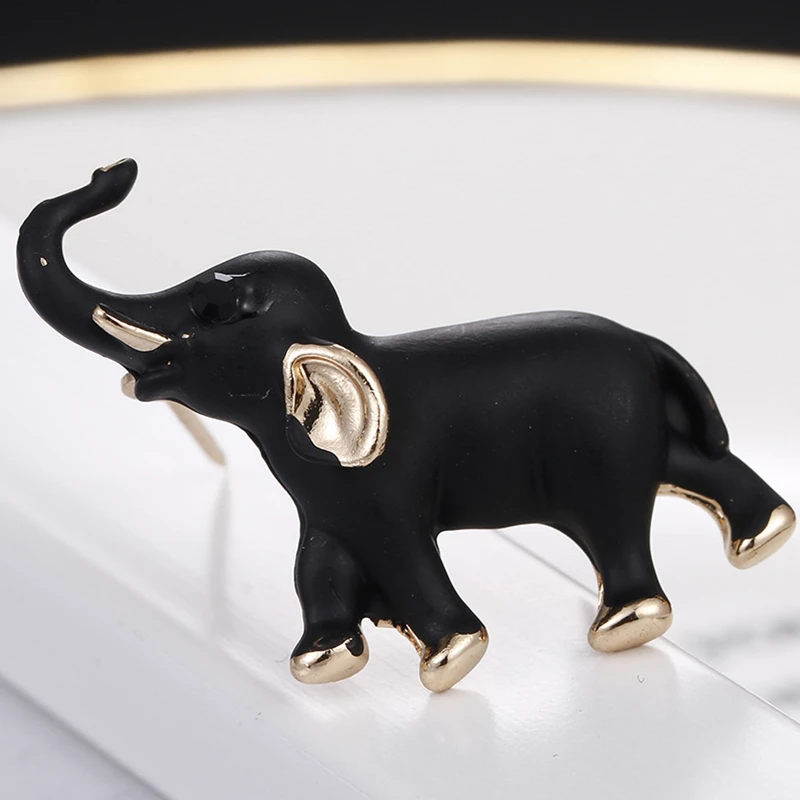 Маленькие эмалированные черные броши слоны женские костюмы воротник брошь