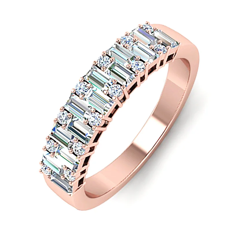 

USTAR Elegant finger rings for Women Rose gold Color Wedding Engagement ring female Full cubic zirconia fashion Jewelry anel