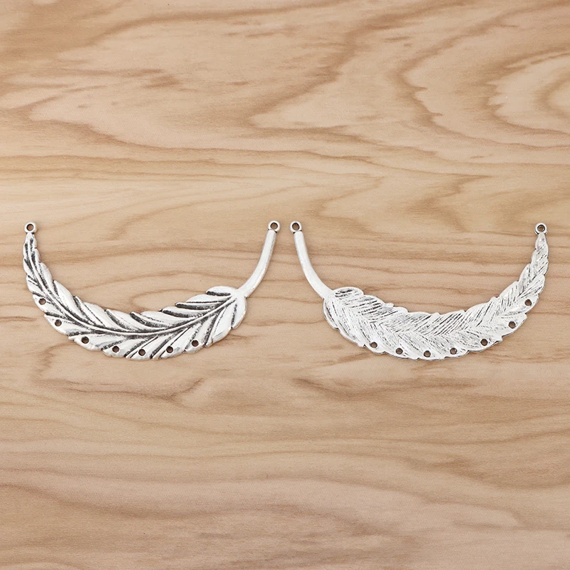 5 штук длинный изогнутый коннектор в форме пера Подвески Кулоны из нержавеющей