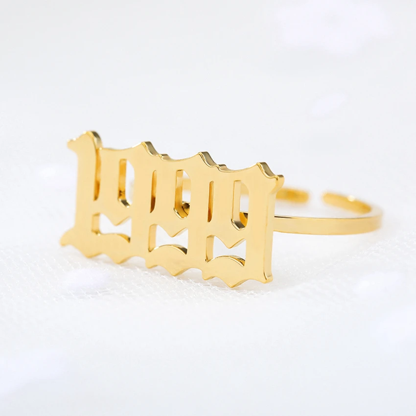 

Handmade Old English Number Ring 1997 Personalized Birth Date Special Year Digital Rings For Women Men Stainless Steel Jewelry