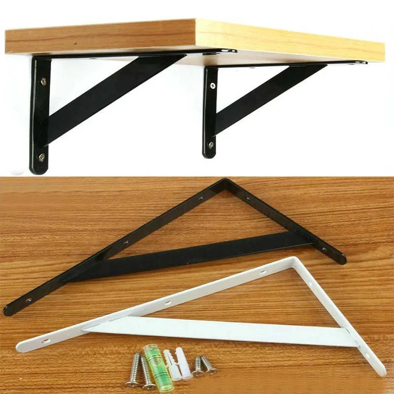 

2pcs Metal Shelf Bracket L Shape Thickened Corner Brace Shelf Right Angle 6-20 inch Bracket for Commodity Furniture Fitting