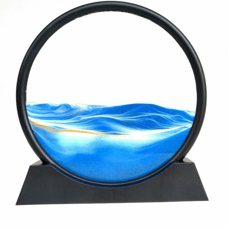 Moving Sand Art Picture Round Glass 3D Deep Sea Sandscape In Motion Display Flowing Frame Painting Home Decoration Decor | Дом и сад