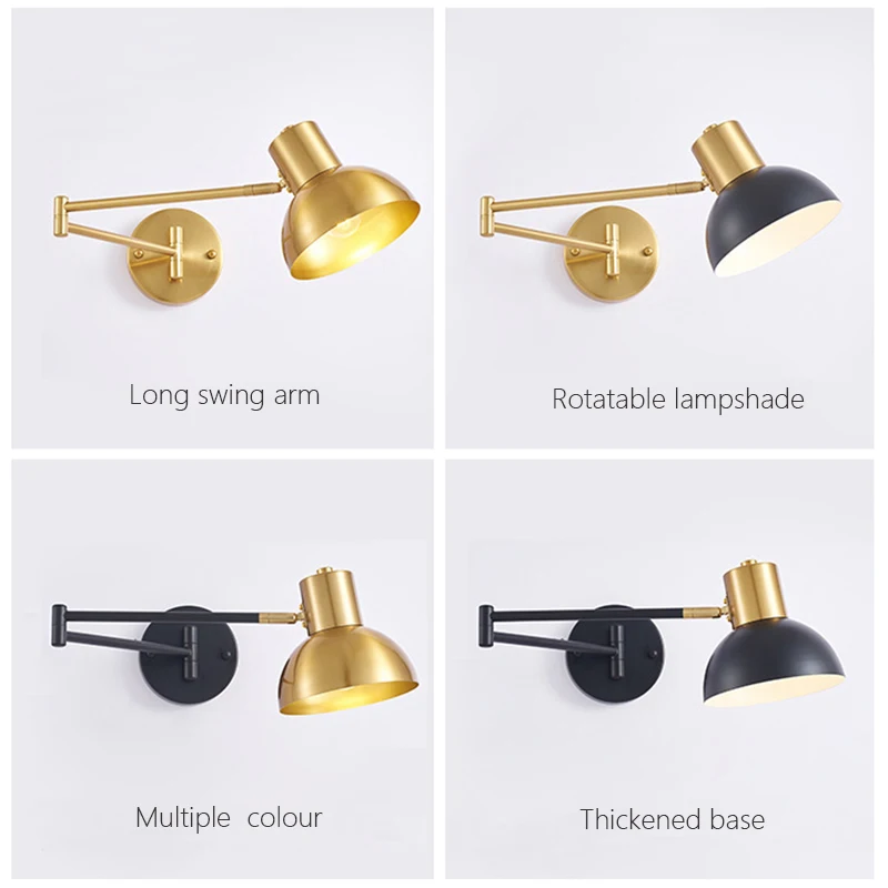 

Simple Post-modern Double Rocker Arm Wall Lamp Nordic Light Luxury Reading Lamp LED Bedroom Bedside Livingroom Wall Sconce E27