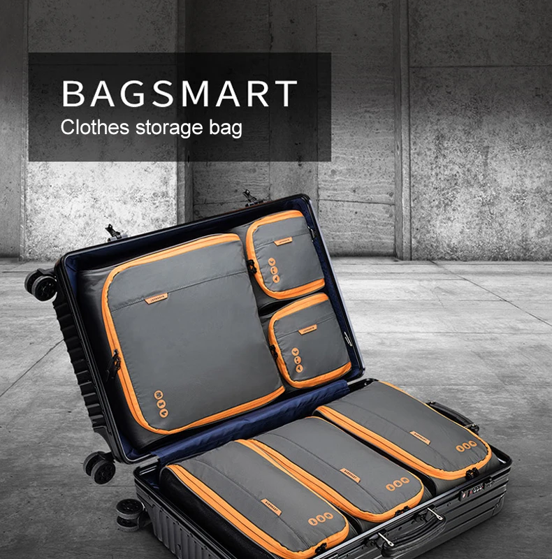 BAGSMART 6 шт. аксессуары для путешествий Упаковка Кубики багажная упаковка сумка-Органайзер для рубашки Одежда Нижнее белье подходит 2" чемодан