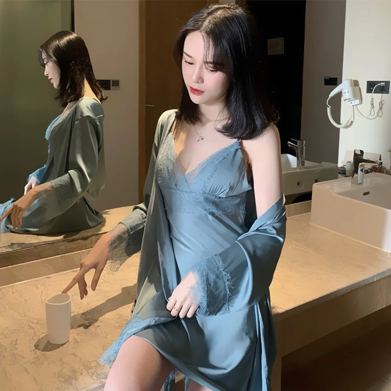 Новый женский пижамный комплект шелковая пижама из трех предметов на тонких