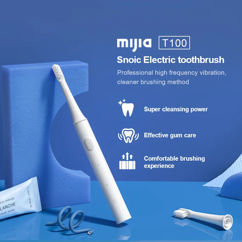 Зубная щетка Xiaomi Mijia T100 звуковая аккумуляторная USB-зарядка водонепроницаемая