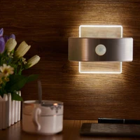 wireless pir led night light usb rechargeable motion sensor led wall lamp stairs light bedroom bedside lamp decorative lighting