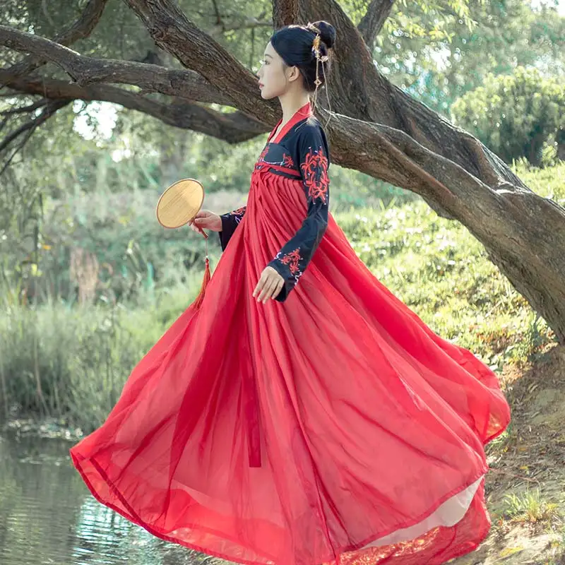 Новое платье Hanfu, Женский Классический танцевальный костюм, народное платье, Древний китайский стиль Hanfu, танцевальный костюм, одежда для сцены