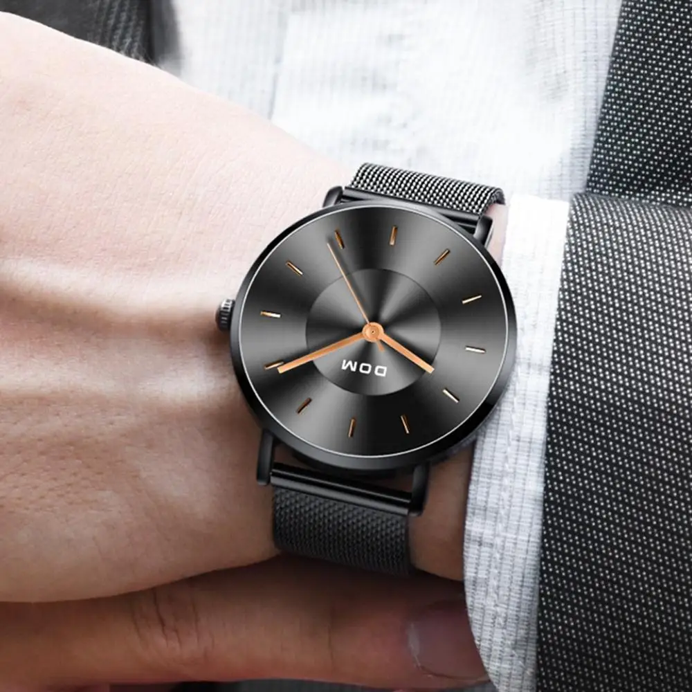 Часы DOM Мужские кварцевые простые модные брендовые Роскошные креативные