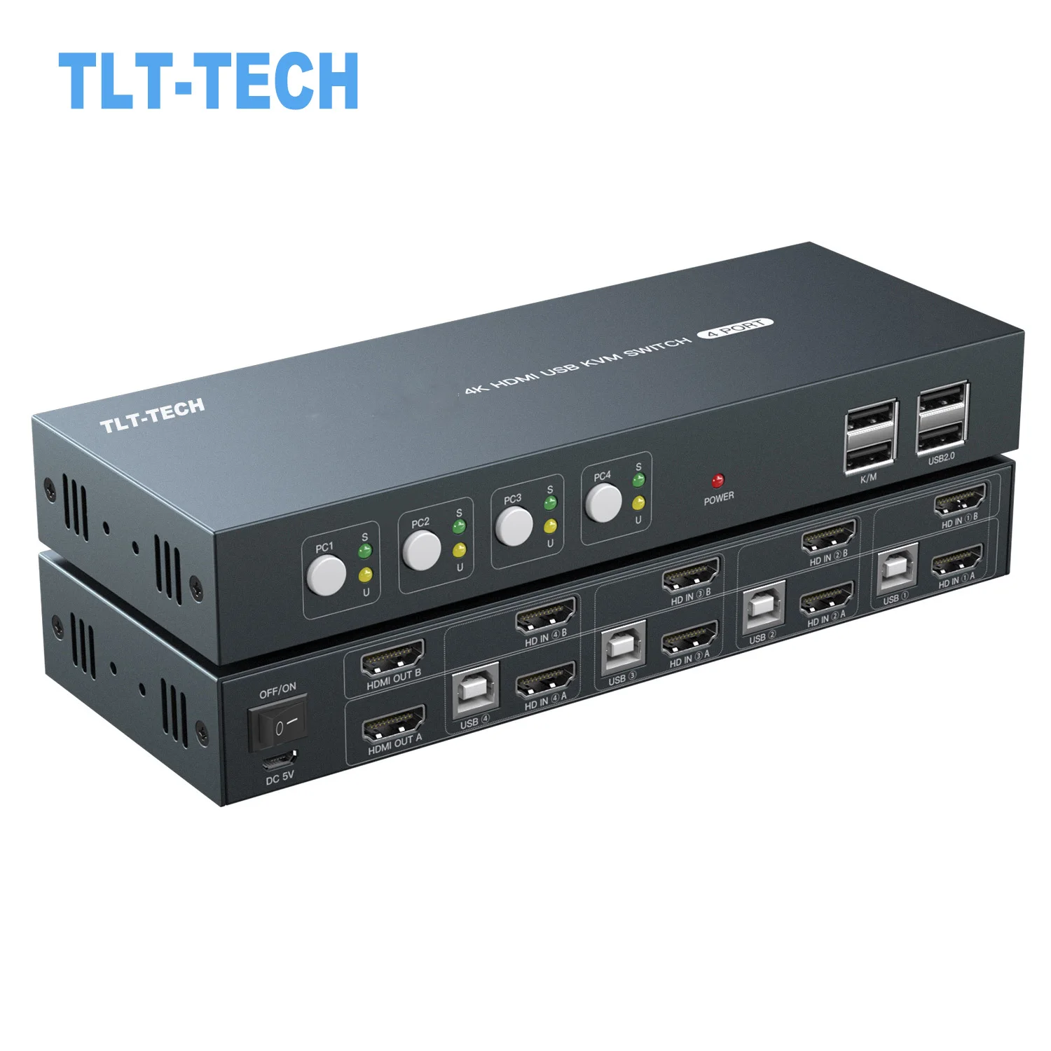 KVM-переключатель с 4 портами двойной монитор дисплей 4K 30 Гц компьютеры x 2