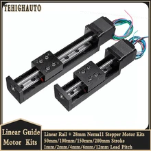 CNC Parts Linear Guides Rail Linear Stage 50mm 100mm Stroke with Stepper Motor Linear Rail Module Screw Actuator for 3D Printer