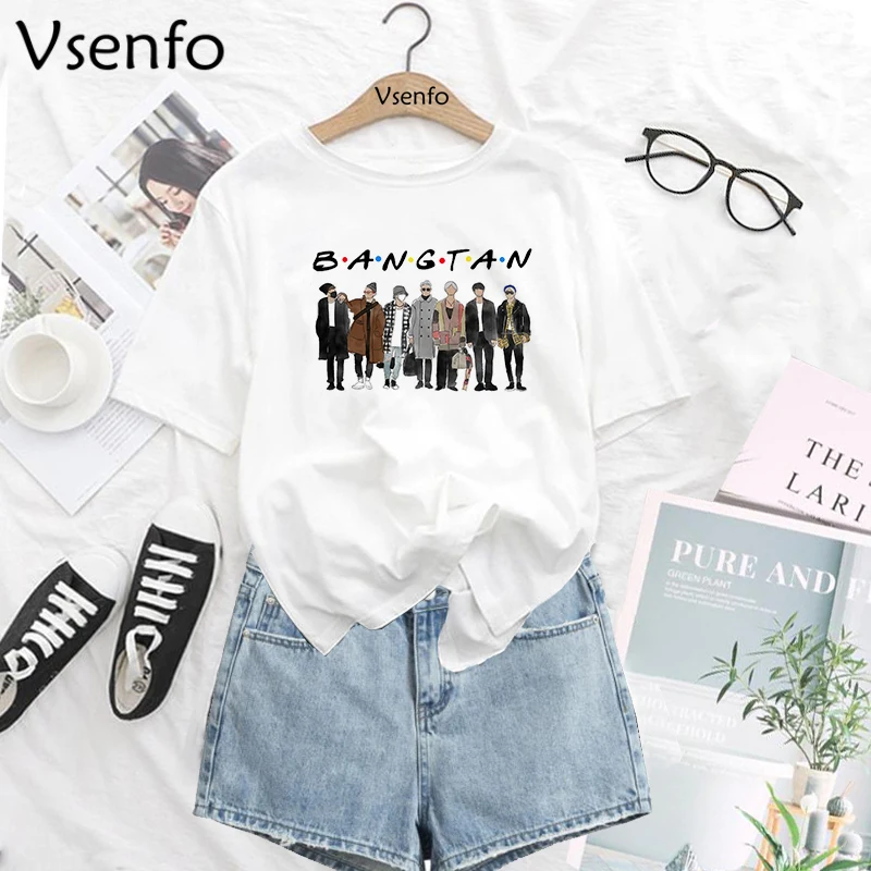 Футболка Bangtan Friends женская с забавным рисунком модная футболка в Корейском стиле