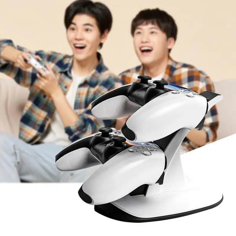 

5V 1A LED Game Controller Handle Dual Charger Dock For Sony PS5 DualSense Wireless Charging Power Cradle Desktop Stand Station
