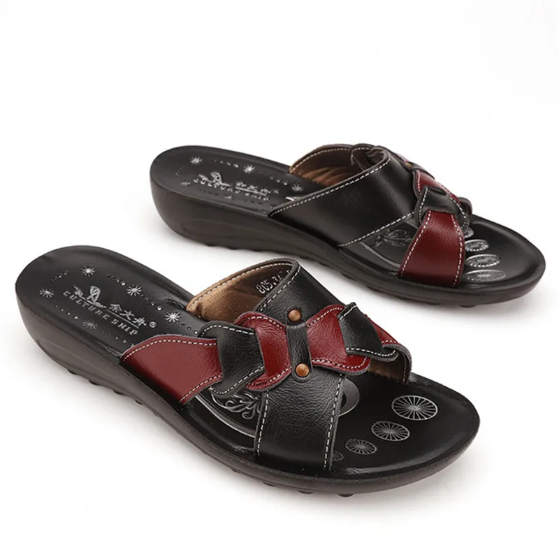 Сандалии CEYANEAOSummer женские из натуральной кожи удобные босоножки на танкетке