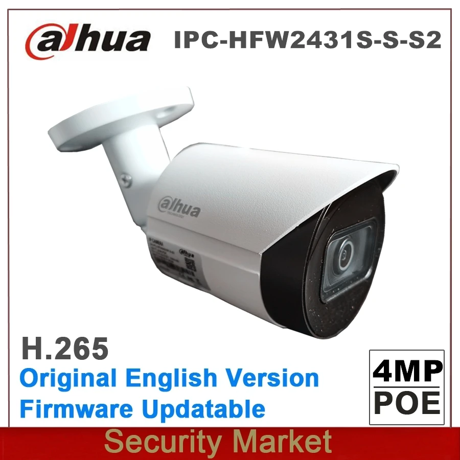 Оригинальная английская Dahua IP IPC-HFW2431S-S-S2 4MP WDR POE IP67 IR Bullet сетевая камера |