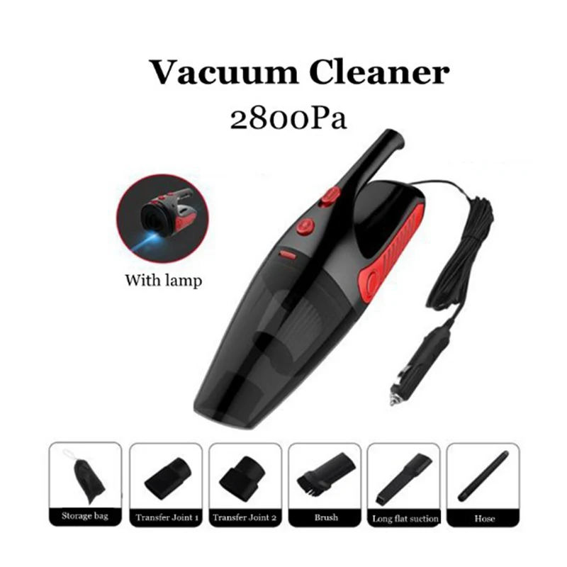 

12V 120W Handheld Vacuum Cleaner 60 mbar Strong Suction For Car Wet&Dry Dual Use Portable With Night Light Vacuum Cleaner