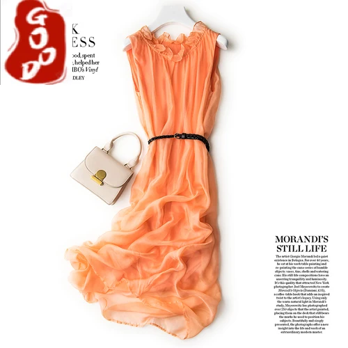 

Summer Dress 100% Real Silk Ladies Dresses Women Clothes 2021 Korean Casual Elegant Vintage Dress Fashion Fit Vestidos LW