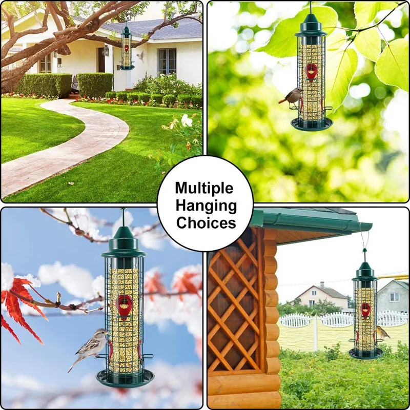 

Squirrel Anti-Bird Feeder, Outdoor Hanging Bird Feeder, Suitable for Outdoor Garden and Courtyard Decoration (Green)