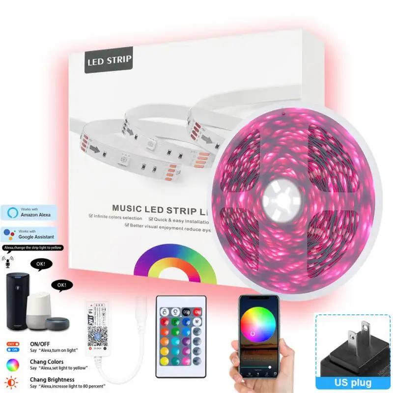 

Tuya Wifi LED Strip Controller 4Pin RGB LED Strip Dimmable Voice Control Light Remote Control For Amazon Alexa Echo Google Home