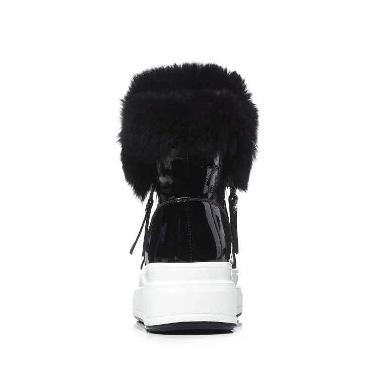 

MLJUESE 2020 women ankle boots cow leather winter plush zippers round toe female snow boots party dress size 40